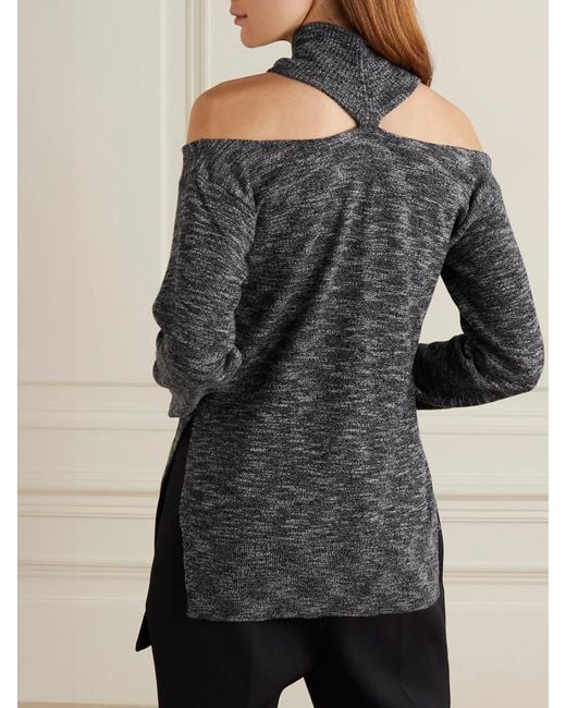 Christopher Kane Black Cold-Shoulder Wool Sweater