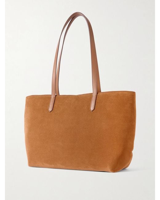 DeMellier London Brown Tokyo Leather-Trimmed Suede Tote