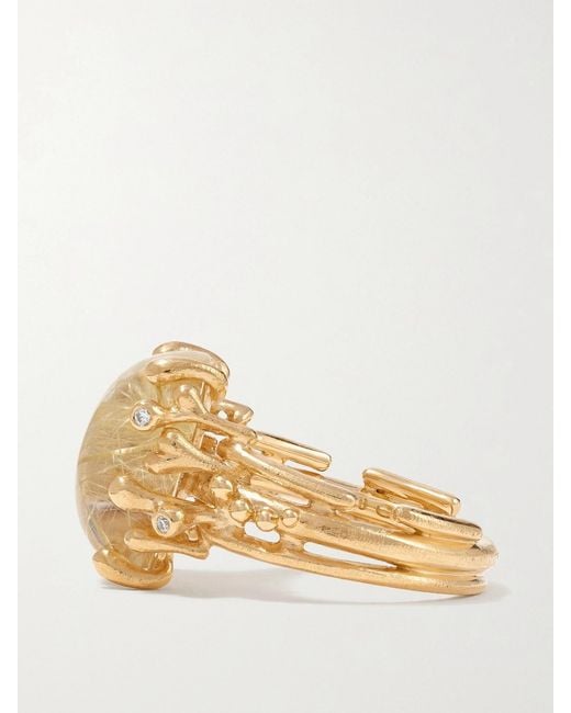 Ole Lynggaard Copenhagen Metallic Boho 18-Karat, Quartz And Diamond Ring