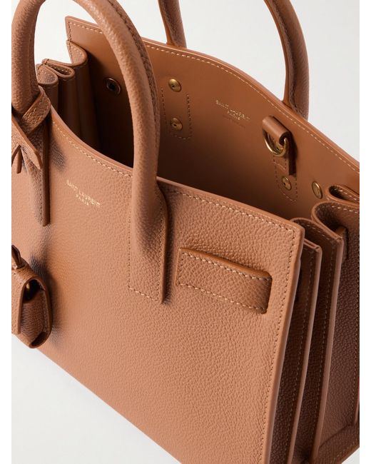 Saint Laurent Brown Sac De Jour Nano Textured-Leather Tote