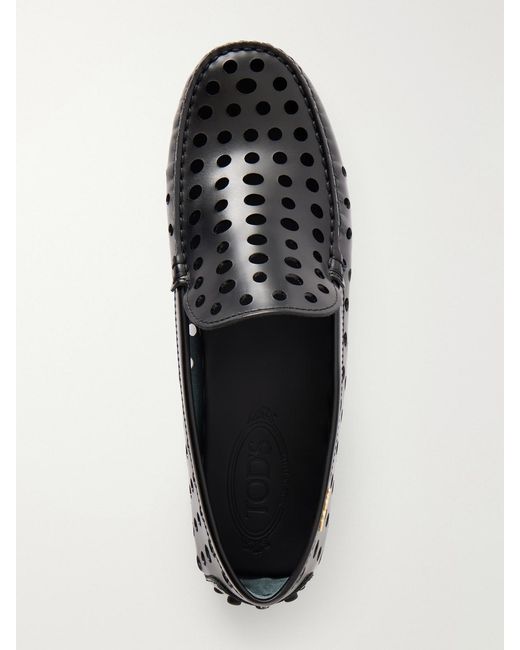 Tod's Black Gommino 22L Cut-Out Leather Loafers