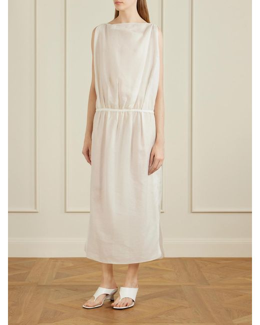 Khaite White Tia Cotton And Silk-Blend Midi Dress