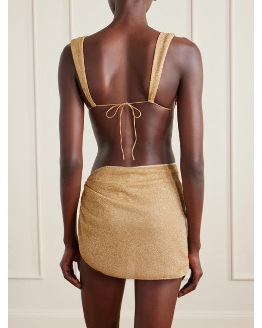 Oseree Natural Lumière Embellished Lurex Pareo