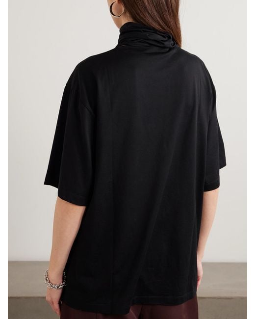 Lemaire Black Scarf-Detailed Oversized Organic Cotton-Jersey T-Shirt