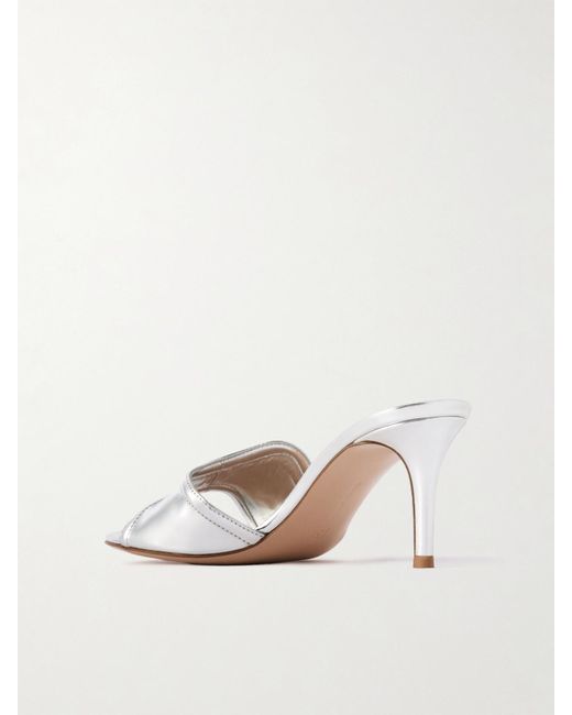 Gianvito Rossi White Lucrezia 70 Mules Aus Leder Mit Spiegeleffekt