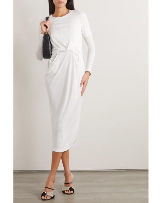 Loewe White Draped Jersey Maxi Dress