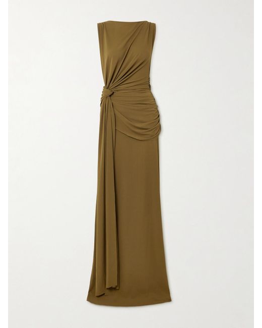Robe Du Soir En Jersey Crêpe Recyclé Stretch À Fronces Et À Drapés Alex Perry en coloris Natural