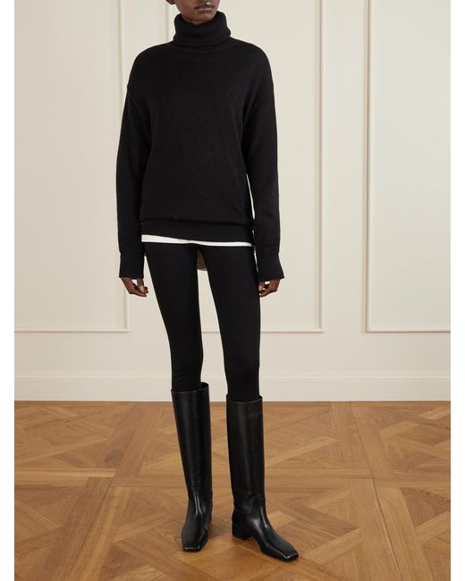 Christen Black Classic Square Leather Knee Boots