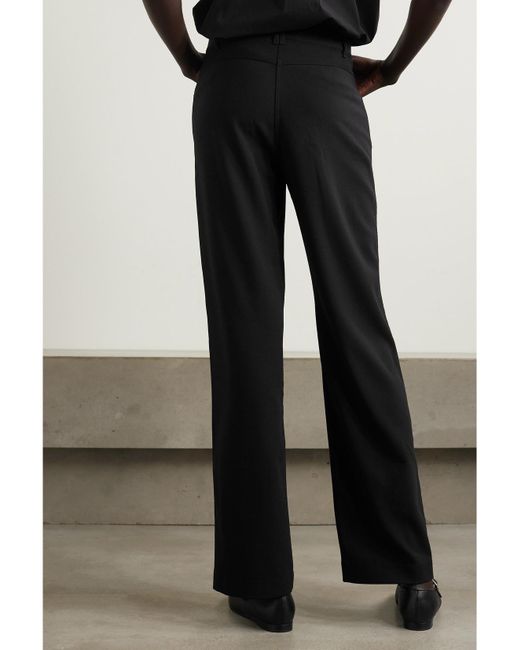 Matteau Black Net Sustain Wool-Blend Crepe Straight-Leg Pants