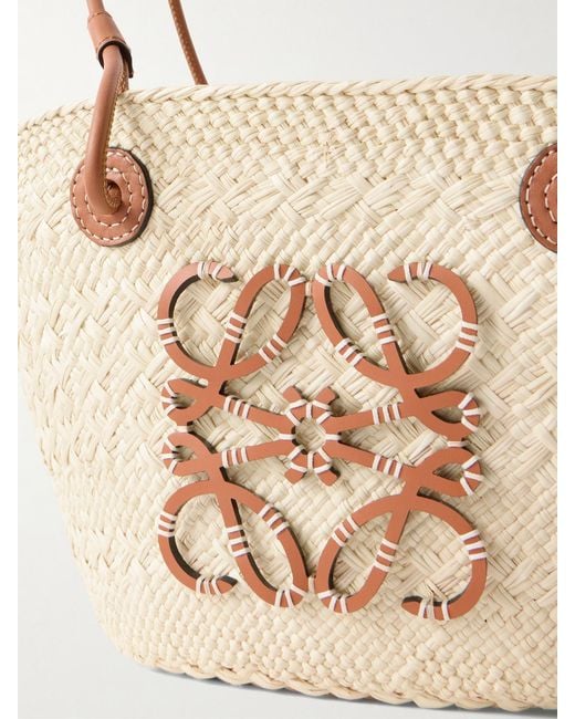 Loewe Natural Paula's Ibiza Anagram Basket Leather-Trimmed Raffia Shoulder Bag