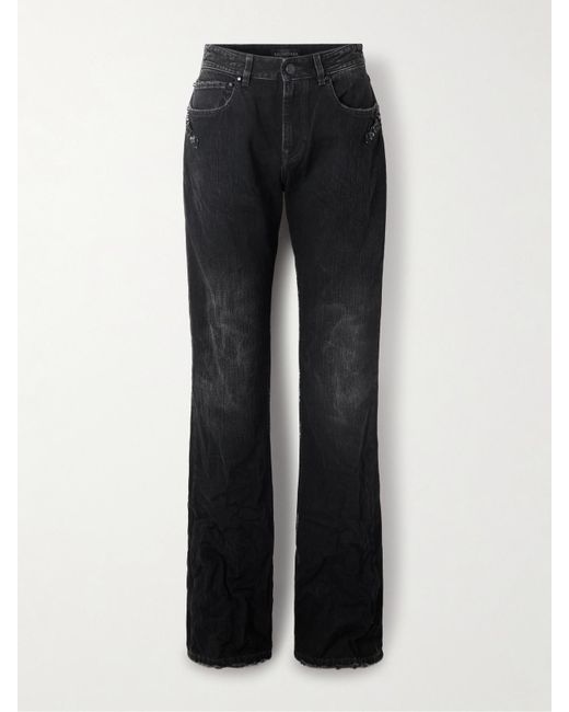 Balenciaga Black City Studded Low-Rise Straight-Leg Jeans