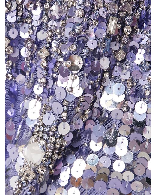 Jenny Packham Purple Crystal And Sequin-Embellished Tulle Mini Dress