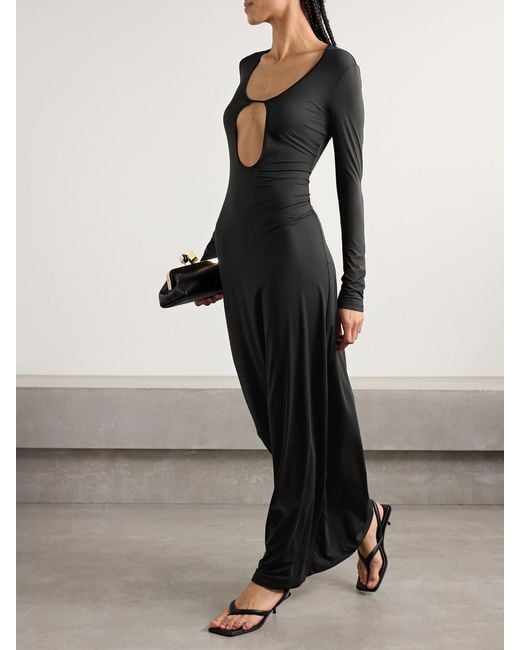 Kiki de Montparnasse Black Echauffe Cutout Stretch-Jersey Gown