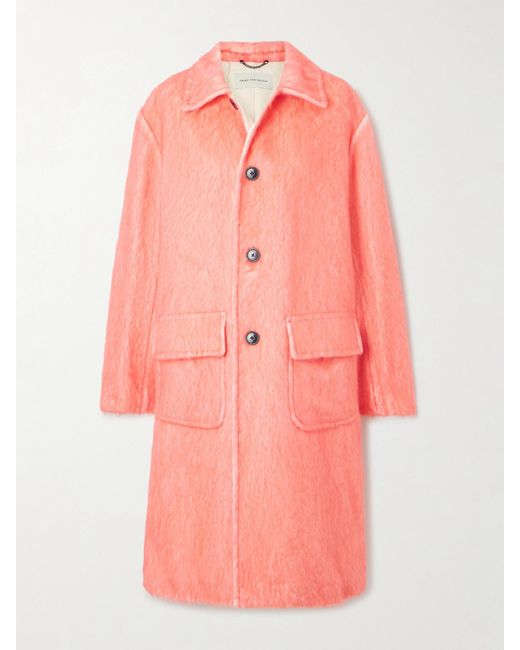 Dries Van Noten Pink Brushed Alpaca, Cotton And Wool-Blend Coat