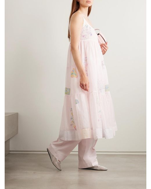 Eka Pink Ikumi Bedrucktes Midikleid Aus Kota Doria Aus Baumwolle