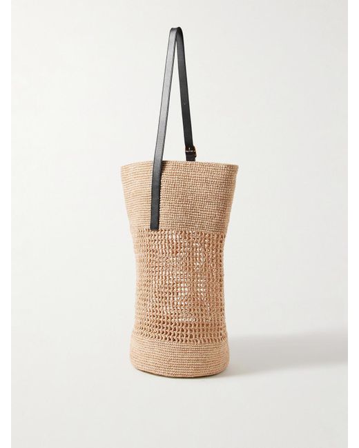 Khaite Natural Billie Beuteltasche Aus Raffiabast Mit Lederbesätzen