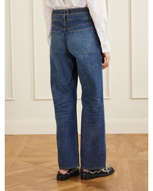 Sacai Blue Wide-Leg Denim And Wool-Flannel Pants