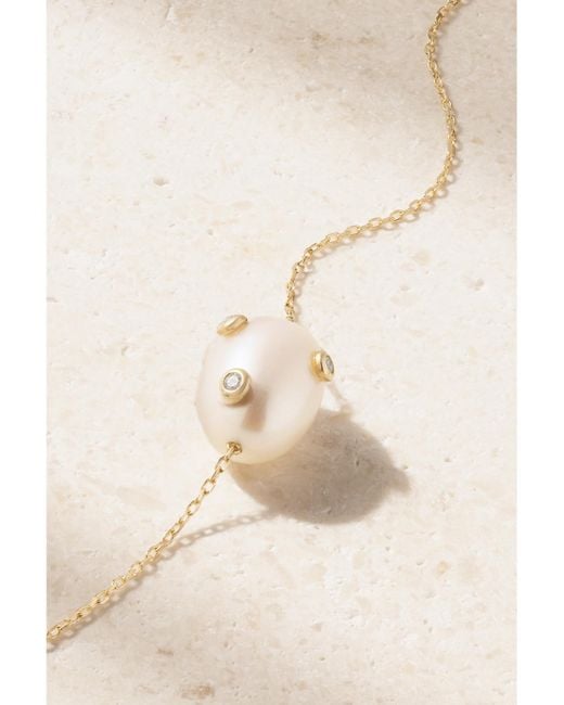 Mateo Natural 14-Karat, Pearl And Diamond Bracelet