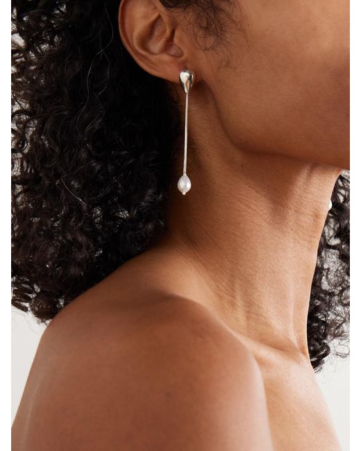 Loren Stewart White Remier Sterling Pearl Earrings