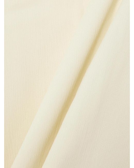 Taller Marmo White Net Sustain Ubud One-Shoulder Feather-Trimmed Silk-Crepe Gown
