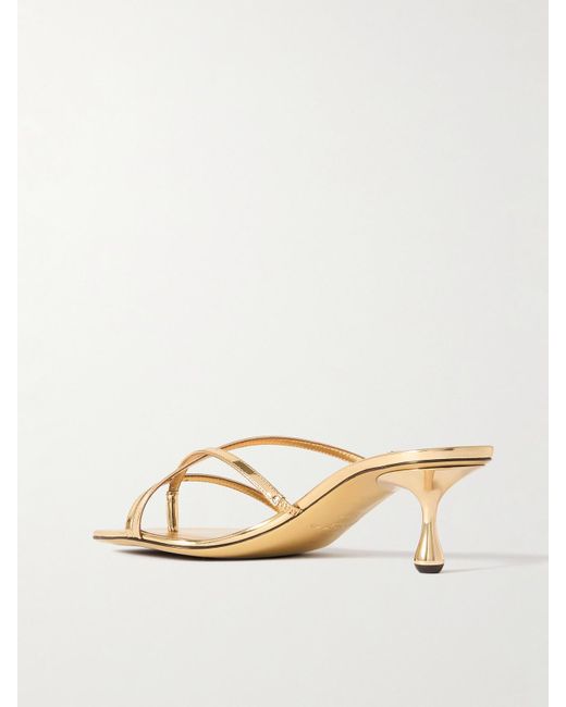 Jimmy Choo Natural Etana 45 Mules Aus Leder Mit Spiegeleffekt