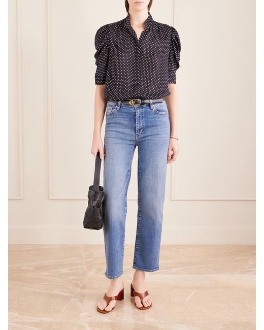 FRAME Blue Le Sleek Straight High-Rise Straight-Leg Jeans