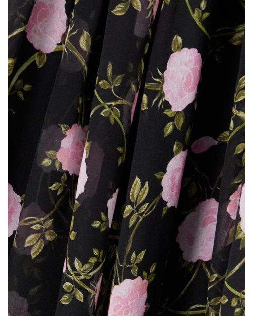 Robe Du Soir En Mousseline De Soie À Imprimé Fleuri Et À Fronces Giambattista Valli en coloris Black