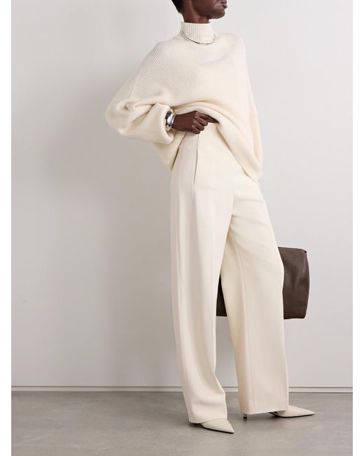FFORME Natural Peyton Hose Mit Weitem Bein Aus Crêpe