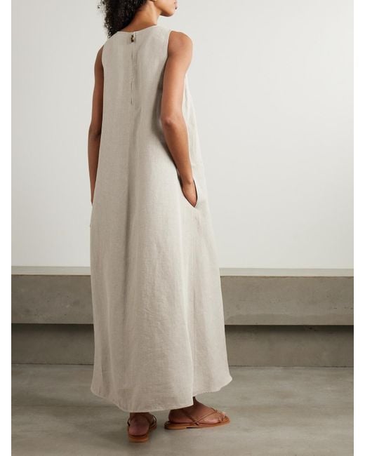 Max Mara Simeone Linen Maxi Dress in White | Lyst