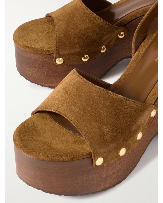 Gianvito Rossi Brown 110 Studded Suede Platform Sandals