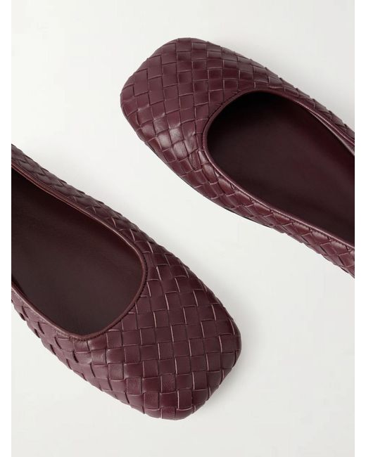 Bottega Veneta Brown Charlotte Intrecciato Leather Ballet Flats