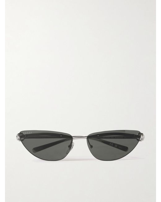 Gucci Metallic Cat-Eye Rimless-Tone Sunglasses