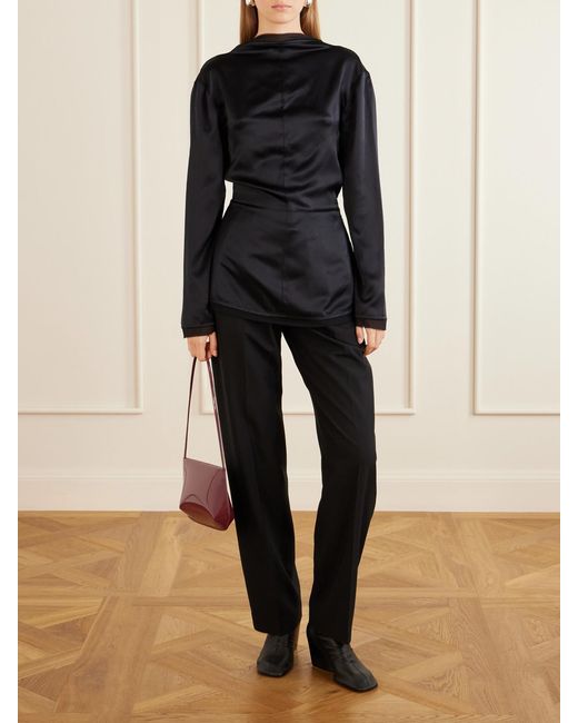 Proenza Schouler Black Slant Leather Ankle Boots