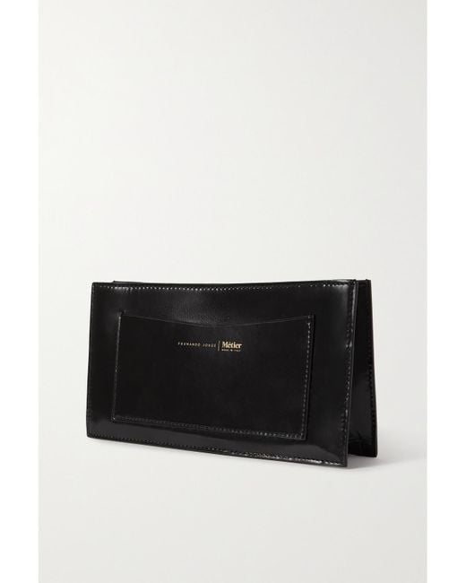 Metier Black Fernando Jorge Ease Embellished Glossed-Leather Clutch