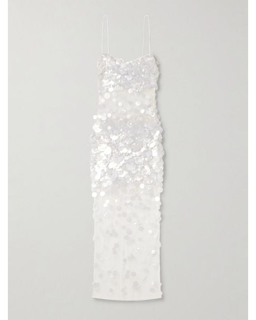 retroféte White Mischa Embellished Tulle Midi Dress