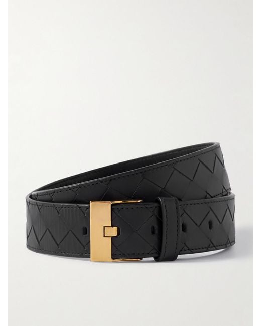 Bottega Veneta Black Intrecciato Leather Belt