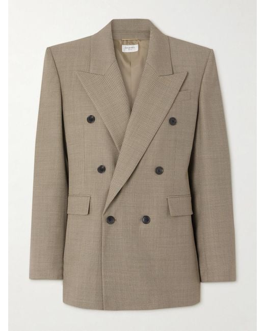 Saint Laurent Natural Double-Breasted Wool Suit Jacket