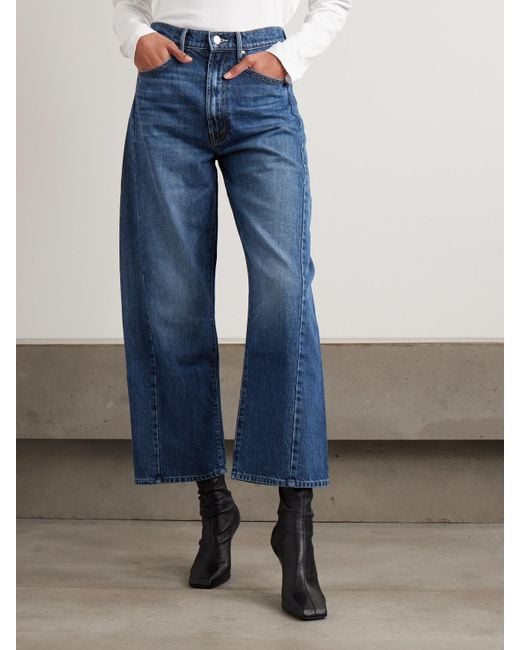 Mother Blue The Half Pipe Ankle Mid-Rise Wide-Leg Jeans