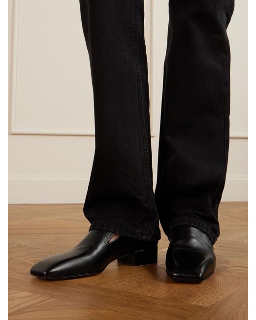 Christen Black Classic Square Leather Loafers