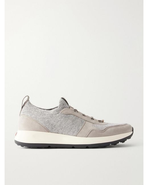 Tod's White Suede-Trimmed Sneakers