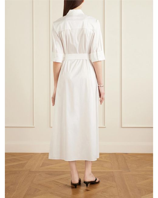 Max Mara White Beachwear Cotton-Blend Poplin Midi Dress