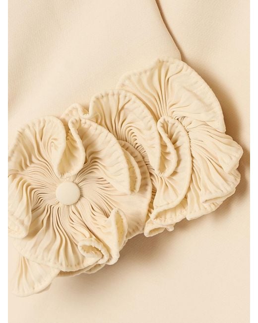 Valentino Garavani Natural Ruffled Wool And Silk-Blend Crepe Mini Dress