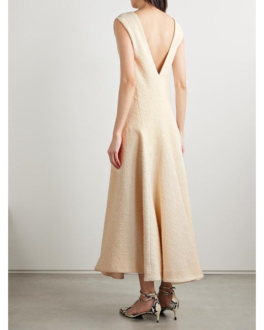 Khaite Natural Mellie Cotton-Blend Bouclé Midi Dress