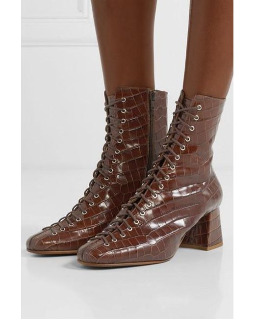 Croc Leather In Far Boots Effect By Dark Becca Glossed Ankle zqGSUMVp