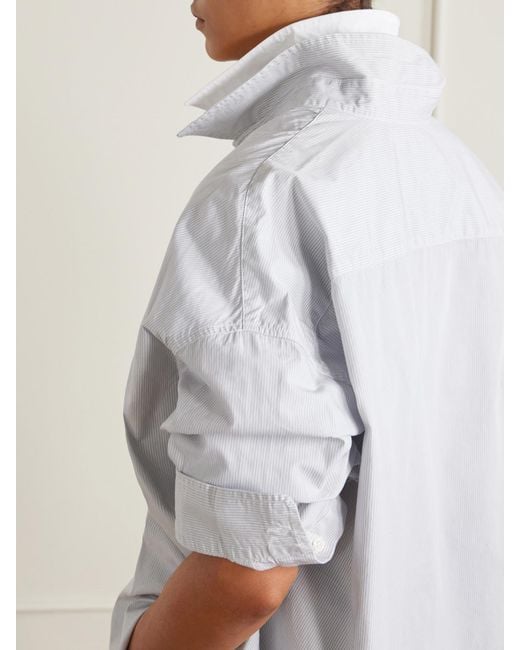 R13 White Oversized Striped Washed-Cotton Oxford Shirt