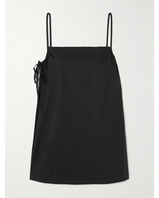 Deiji Studios Black Drawcurve Tie-Detailed Organic Cotton-Poplin Mini Dress