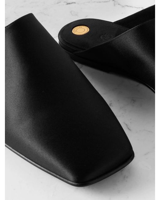 Loro Piana Black Alba Satin Slippers