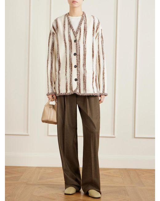Loro Piana Natural Wave Guava Striped Bouclé Jacket