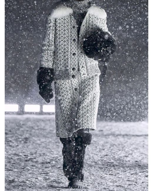 Moncler White Beille Bomber Jacket With Detachable Shearling Collar