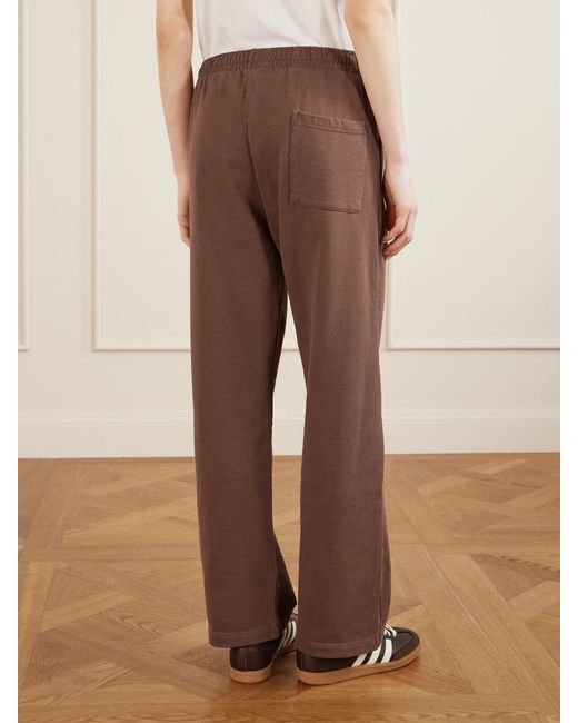 Sporty & Rich Brown Embroidered Cotton-Jersey Track Pants